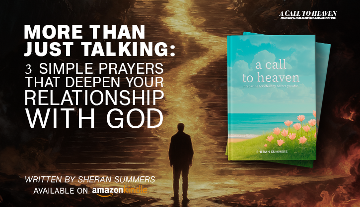 A Call to Heaven ad: Man stands before path to light.